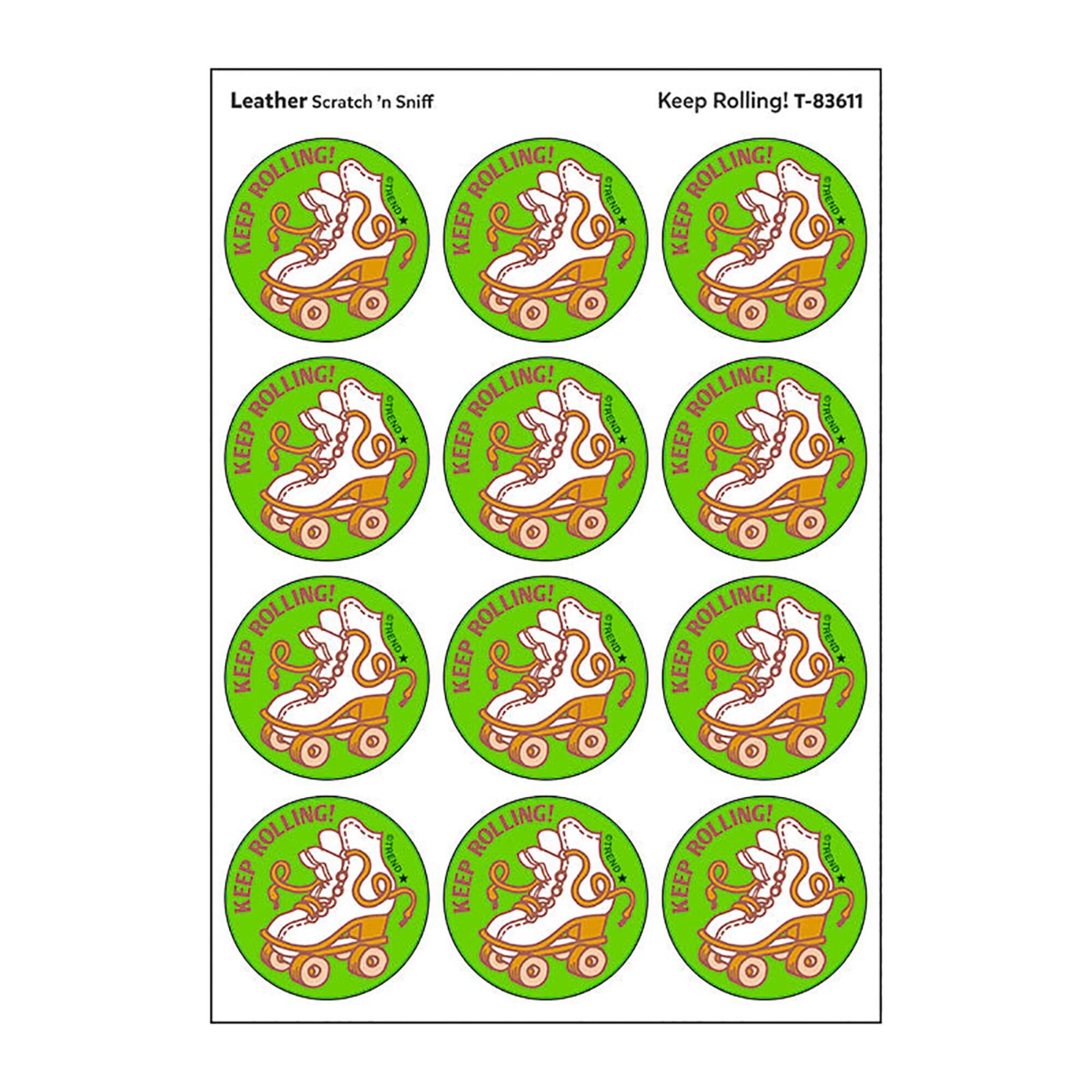 TREND Enterprises® Keep Rolling! Leather Scented Stickers, 6 Packs of 24